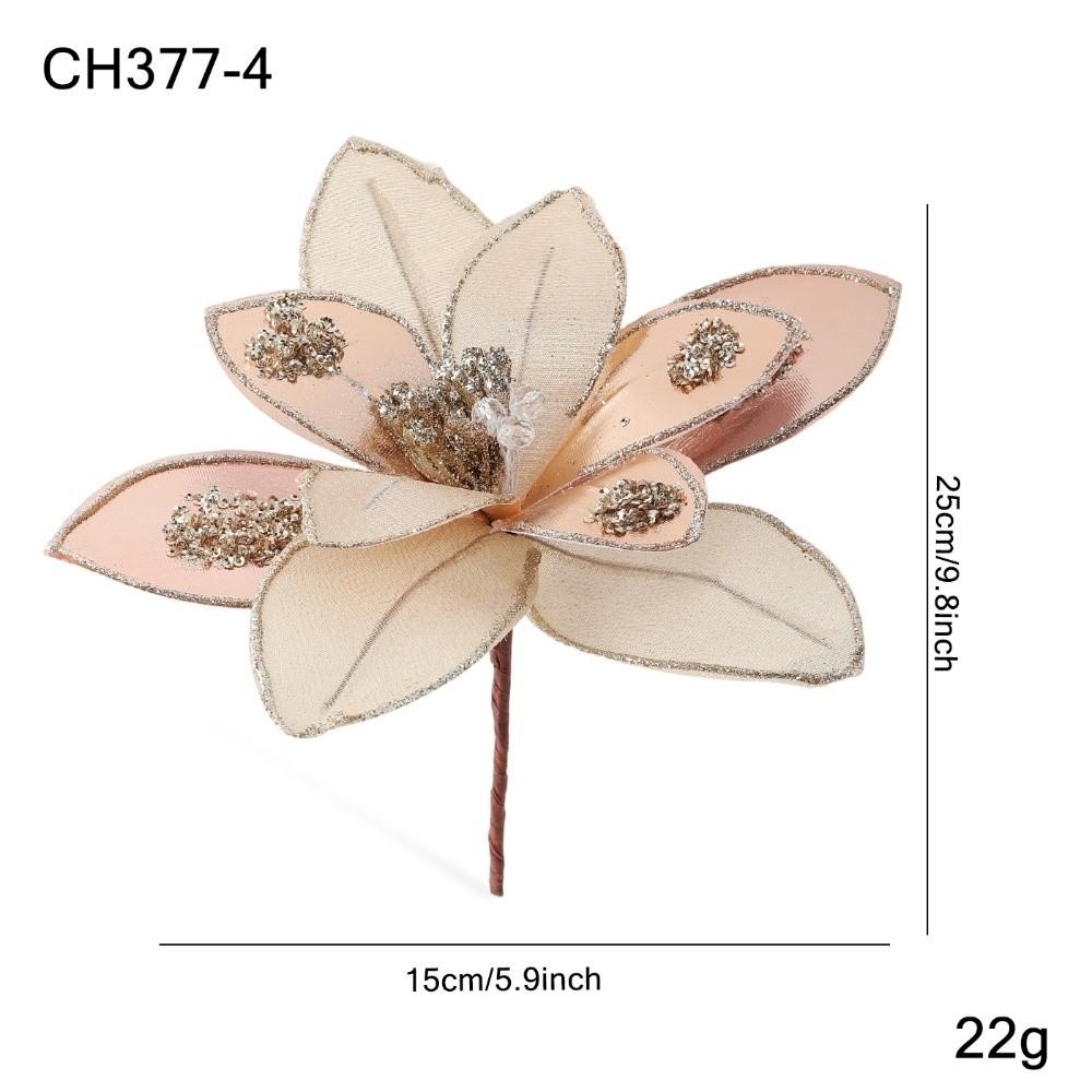 New 15CM Artificial Poinsettia Flower Sequins Glitter Simulation Flowers Sparkling Christmas Glitter Flower Wedding Decoration