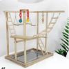 New Bird Training Stand with Toys - Solid Wood Interactive Parrot Playground