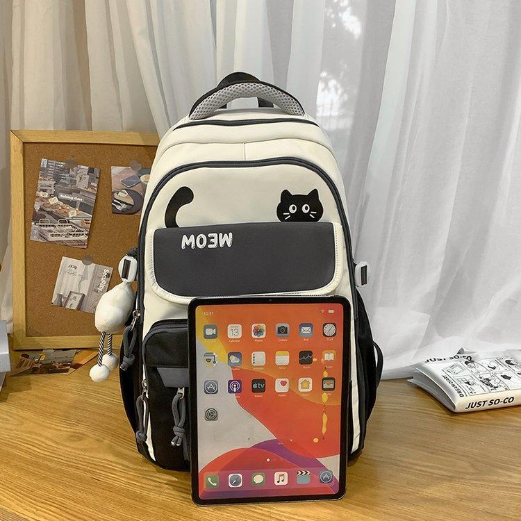 Cute Cat Backpack Female Junior High School Student Korean Version Large Capacity Computer Travel Backpack High School Student Schoolbag Tide