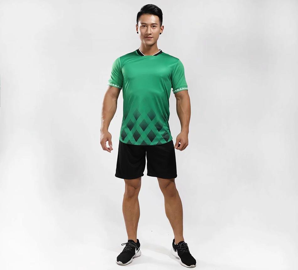 Custom Printing Thailand Green Short Sleeve Football Uniforms Soccer Jerseys Shirt