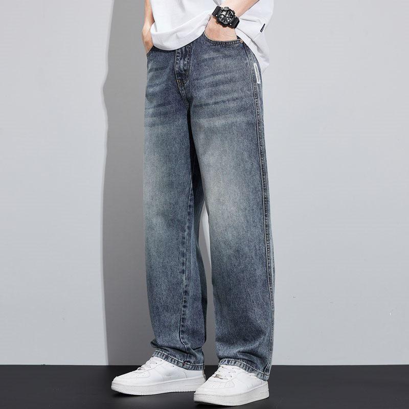 Мужские летние тонкие широкие модные джинсовые брюки
