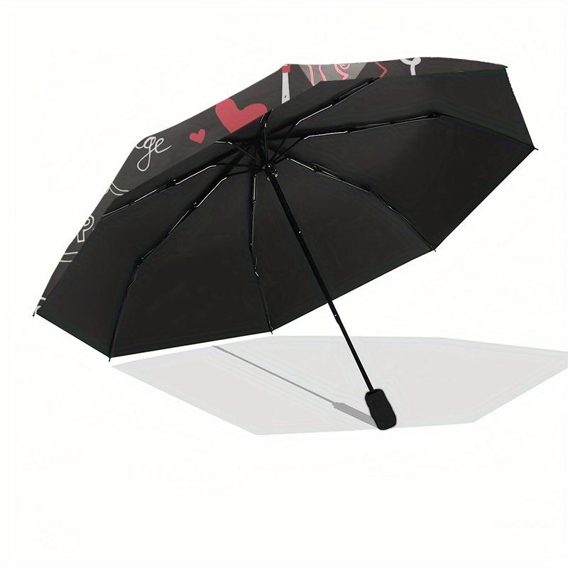 Parisian Romance: Eiffel Tower Chalkboard Art PrintUmbrella, Portable 3-Fold Umbrella for Men & Women,Christmas Gift ES217