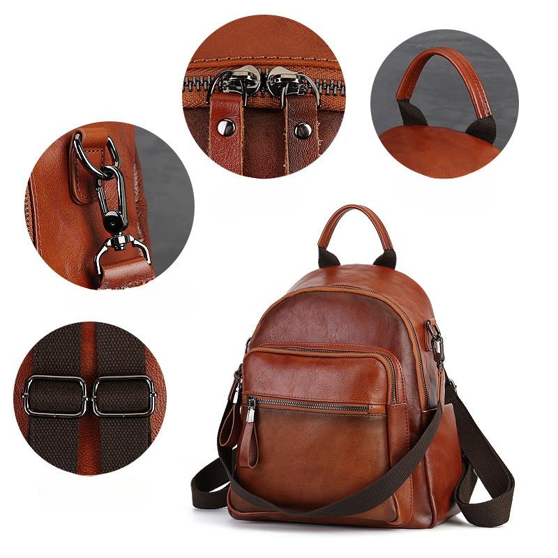 Винтажный натертый вручную первый слой коровьей кожи рюкзак большой емкости многослойный коровья кожа рюкзак для поездок на работу может быть одно плечо сумка