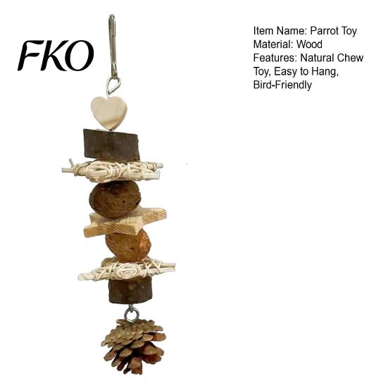 Dried Fruit Bird Toy Parrot Chew Toy, Pine Cone Wooden Blocks Enrichment Cage Accessories for Small Medium Parrots Foraging Biting Anxiety Relief