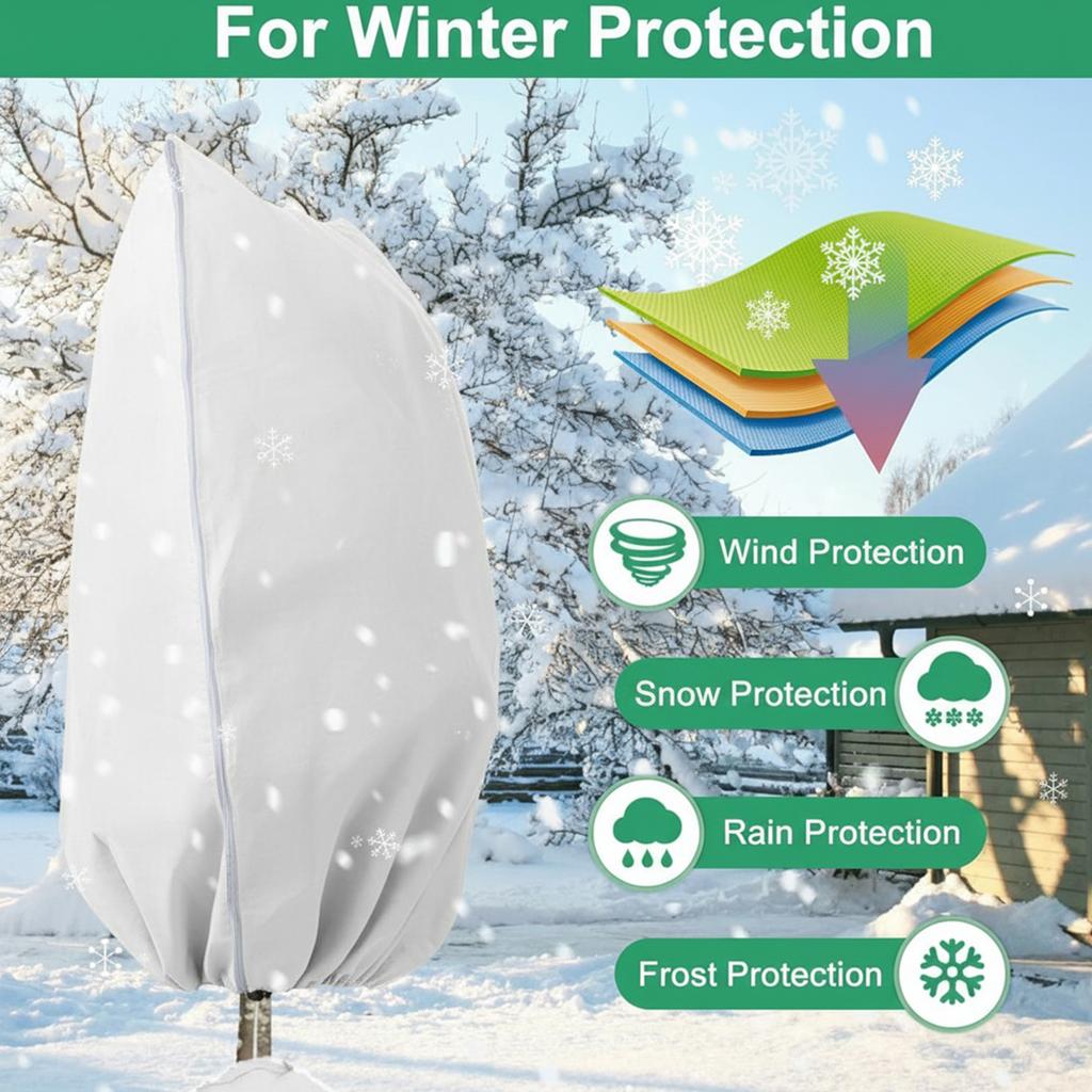 2 Pack Frost Plant Covers with Zipper Drawstring Tree Covers for Winter Frost/Sun Pest Protection