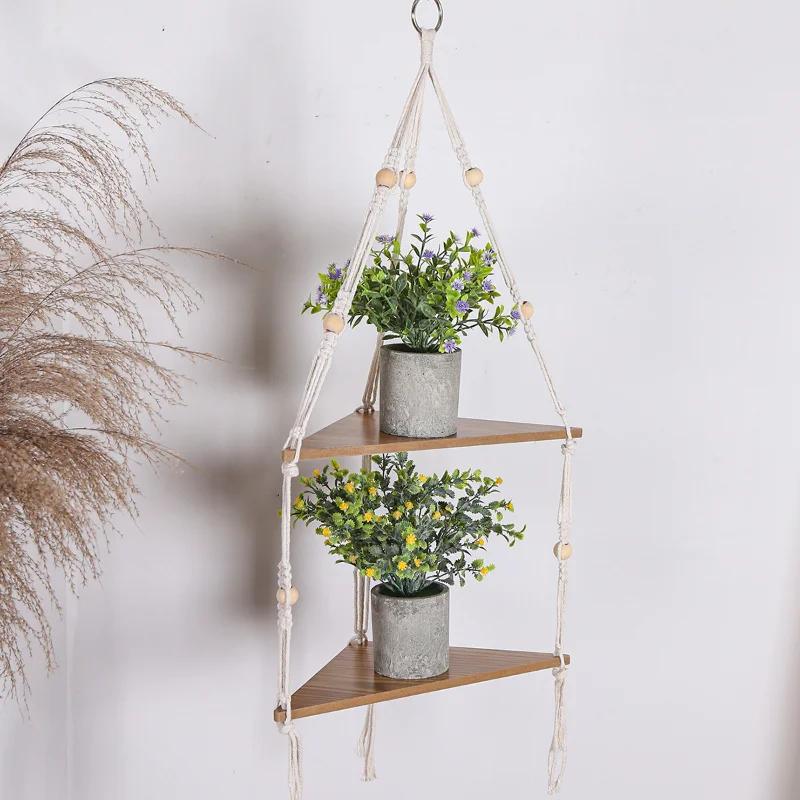 Домашний декор Поделки Подвесные полки Деревянная подставка Бохо Домашний декор Угловая полка Настенный декор Треугольная полка Подставка для дисплея