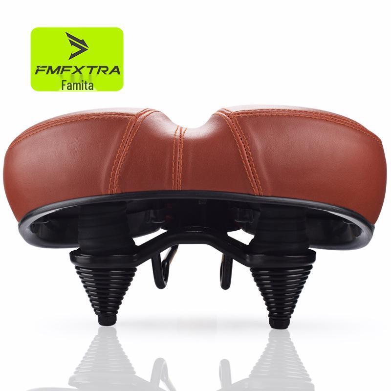 Thickened Sponge & Silicone Mountain Bike Saddle with Spring Shock Absorption for Comfort