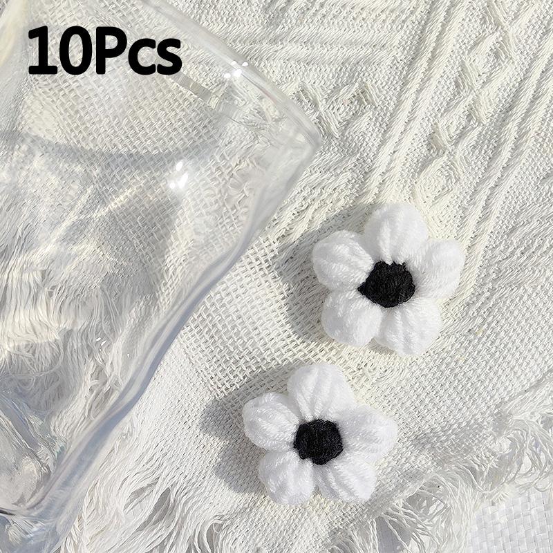 10 шт. вязаные цветы аппликация для одежды шляпа заколка для волос ручная вязка пуховый цветок своими руками нашивки декор швейные аксессуары