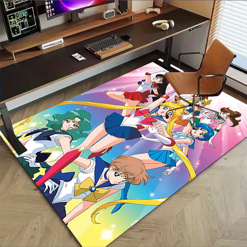 Sailor Moon Teamup Carpet For Playroom Bedroom Living Room Sofa Home Decorkids Game Area Rug Nonslip Floor Mat