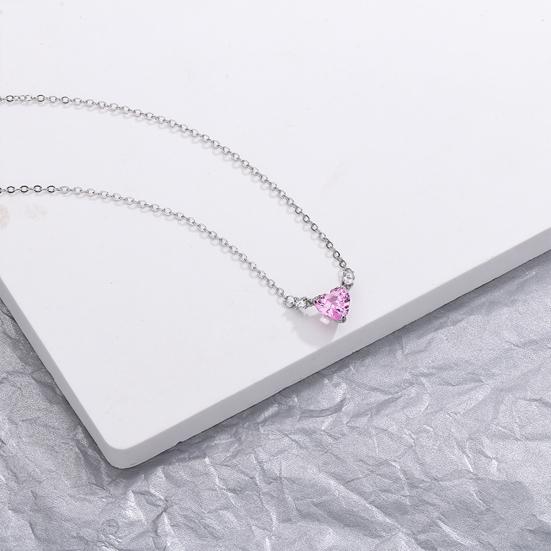 Women Necklace Elegant Temperament Hypoallergenic Gift Fashion Jewelry Shiny Faux Crystal Heart Pendant Ladies Clavicle Necklace for Dating