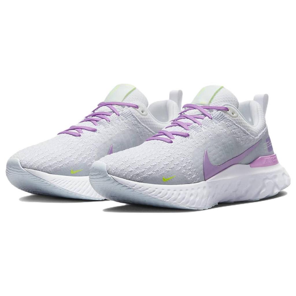 Nike React Infinity Run Flyknit 3 Grey Rush Fuchsia Женские кроссовки Бело-синий оттенок DZ3016-100