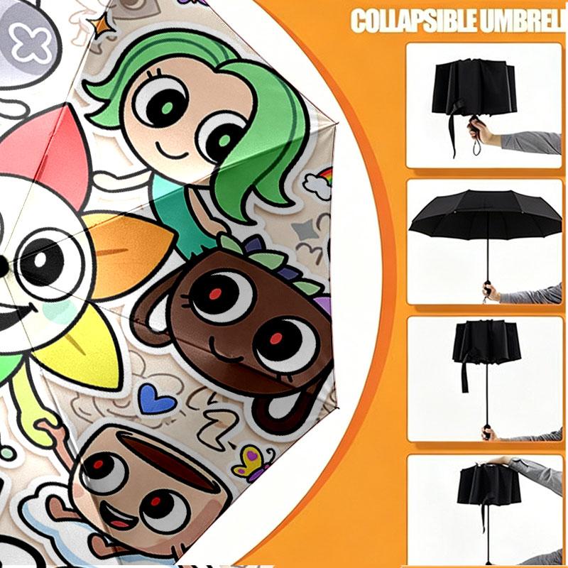 Custom Name Personalized Dandy's World Print Umbrella, Auto Open Close, 8‑Rib Sturdy Frame, Commute Camping Hiking Use, Birthday Gift
