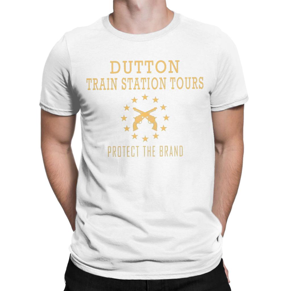 Men's Dutton Train Station Tours Yellowstone T Shirt  Cotton Clothes Short Sleeve Round Collar Tee Shirt Birthday Gift T-Shirts