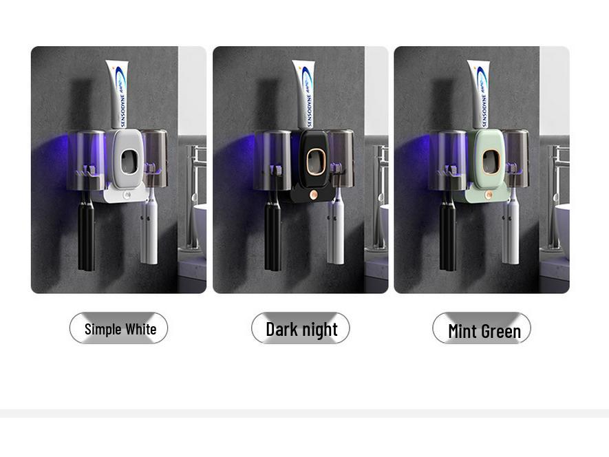 Умный УФ-держатель для зубных щеток и автоматический дозатор зубной пасты с двумя стаканчиками.