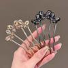 Luxury Rhinestone Butterfly Hair Stick For Women Vintage Elegant Metal U-Shaped Flower Hair Pin Combs Bun Hair Accessories