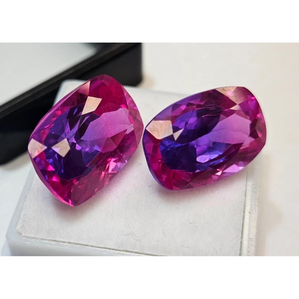 Pitambari Sapphire For Earring Making Natural 26 Ct Cushion Cut Pair Gemstone