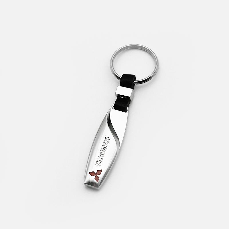 1Pc 3D Metal/Leather Car Logo Keychain For Mitsubishi Lancer Outlander Pajero ASX EX L200 Colt Auto Key Chain Key Ring Accessory