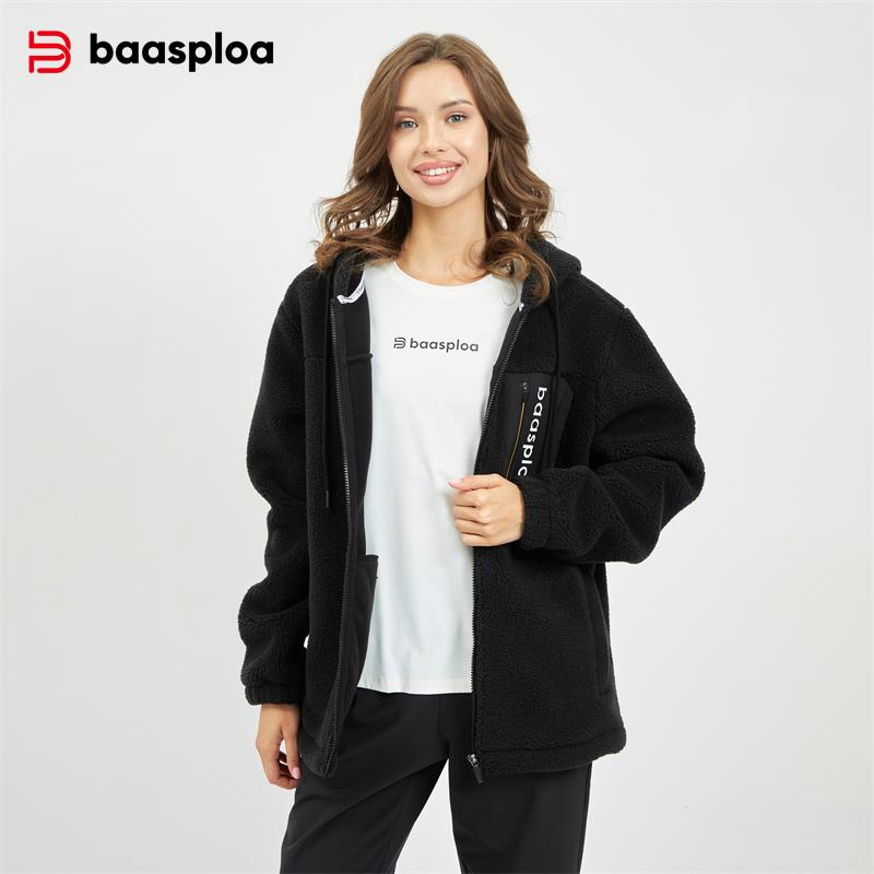 BAASPLOA Женское теплое зимнее пальто Стильное универсальное флисовое женское флисовое теплое зимнее повседневное пальто
