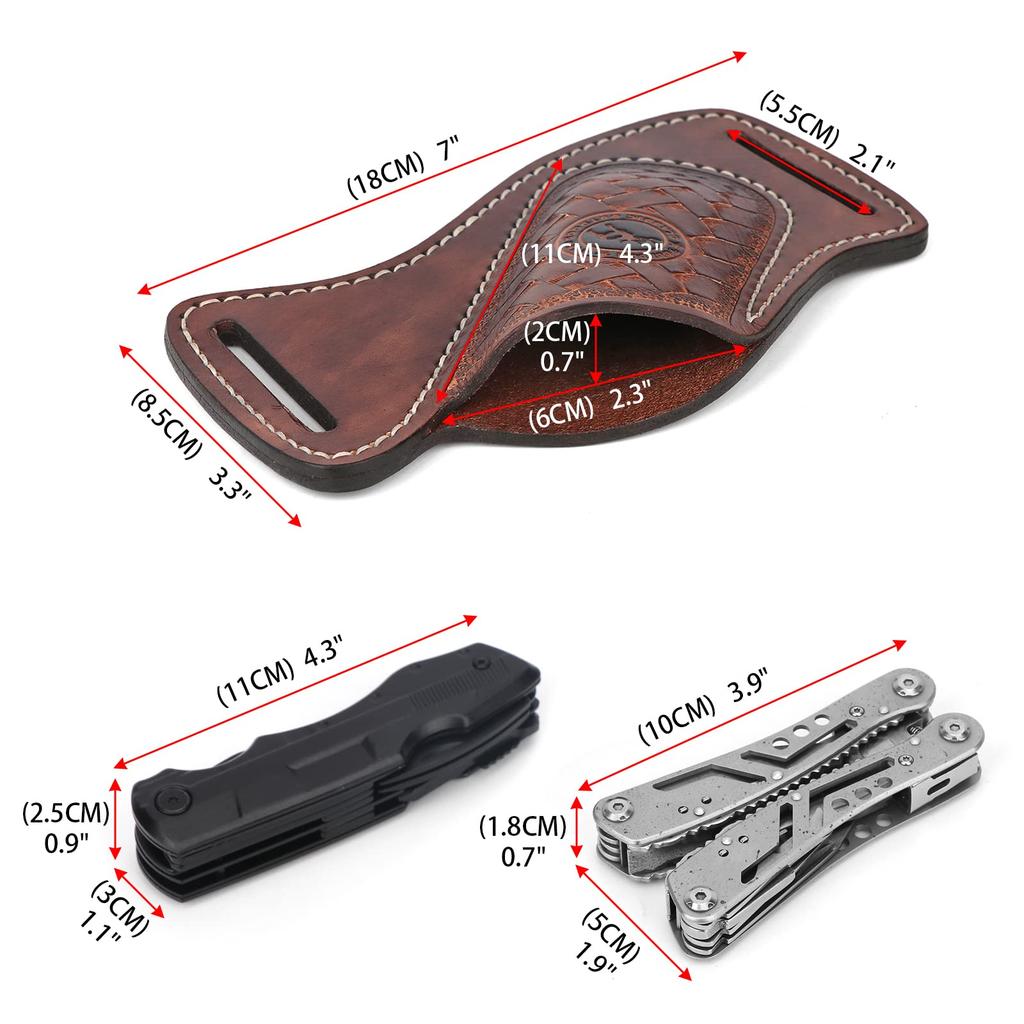 Tourbon Knife Sheath Leather Multifunctional Pliers Holder Camping Fishing Survival Game