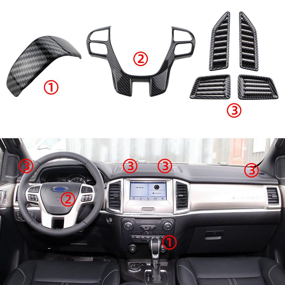 Для Ford Everest 2020-2025 Ranger 2018-2025 Аксессуары для AT Декоративная наклейка на центральную консоль Накладка на интерьер Отделка рулевого колеса