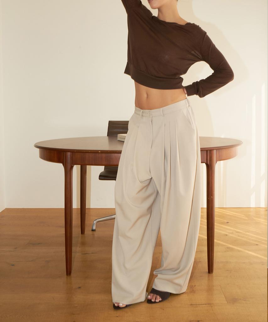 PROVO Tuck Wide Pants / Beige