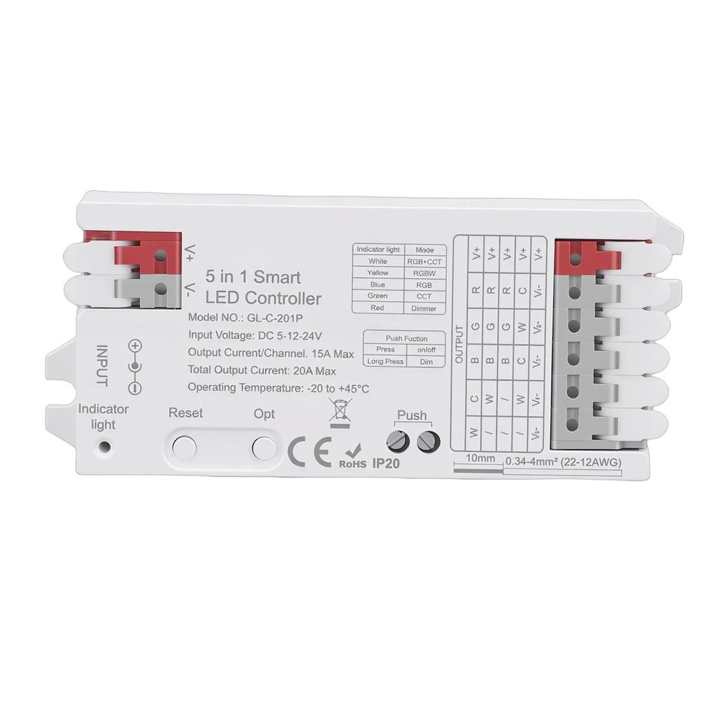 Светодиодный контроллер Поддержка ZigBee3.0 Pro+ 5 в 1 Контроллер светодиодной ленты RGBCCT RGBW RGB CCT Диммер Режим 20А
