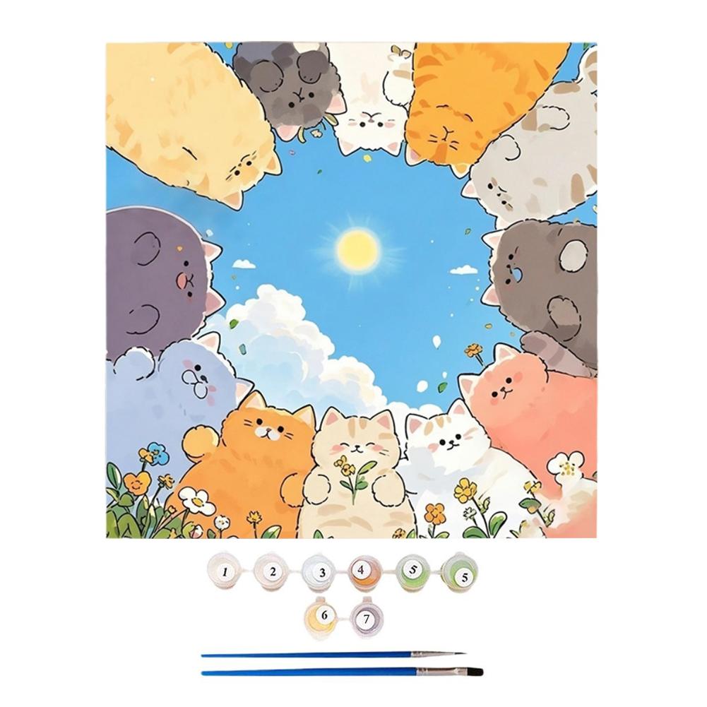 Простой набор для рисования по номерам «Кошка», Наборы для рисования по номерам на холсте для детей и начинающих, Наборы для цифровой масляной живописи для домашнего настенного декора