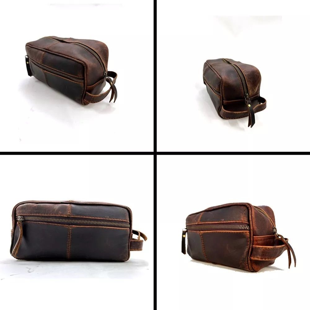 Сумка для туалетных принадлежностей из натуральной кожи буйвола Travel Dopp Kit Чехол для бритья для мужчин и женщин