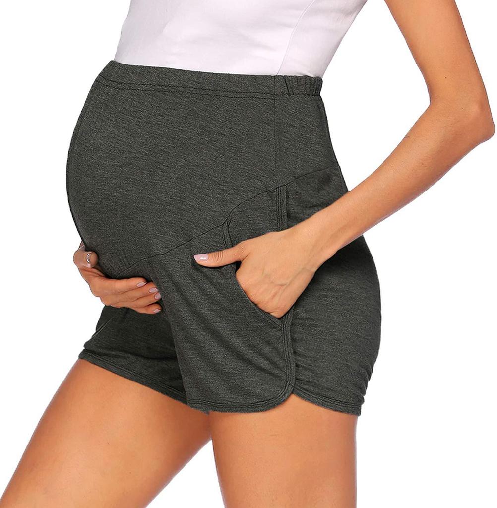 Solid Color Maternity Support Shorts - Comfortable Home and Sportswear