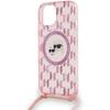Karl Lagerfeld Klhmp15Shckcklcp Iphone 15 / 14 / 13  6.1 Różowy/Pink Hardcase Iml Crossbody Monogram Karl & Choupette Head Magsafe
