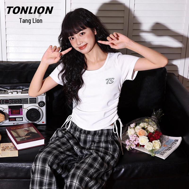 Женская футболка TonLion с U-образным вырезом и коротким рукавом