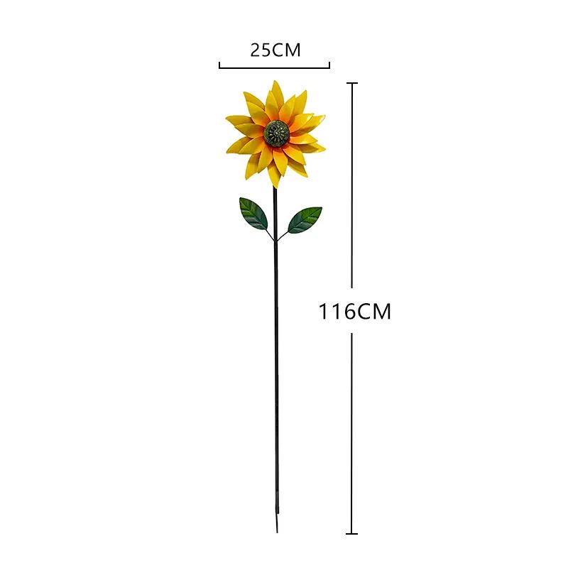 Garden Windmill Spinner Metal Sunflower Flower Model Decoration Outdoor Garden Courtyard Standing Lawn Flower Climbing Support