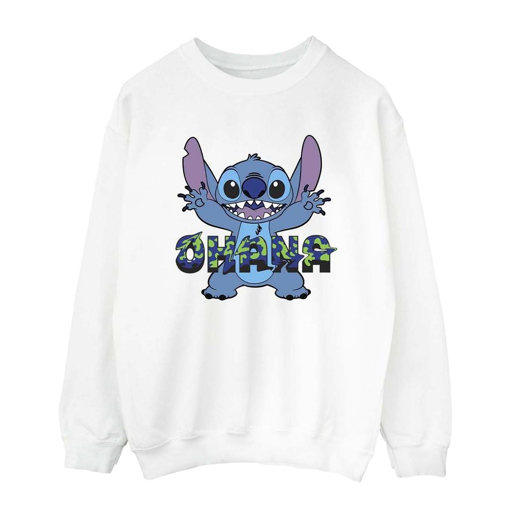 Disney Womens/Ladies Lilo And Stitch Ohana Blue Glitch Sweatshirt