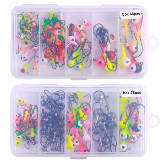 60/75Pcs Fishing Lure Hooks Kit Super Sharp Rustproof Corrosion Resistant Portable Freshwater Metal Hooks Fishing Jig Set