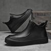 2025 Trending Men's Leather High-Top Motorcycle Boots Comfortable Non-Slip Casual Streetwear Shoes Fashion Black Boots for Men
