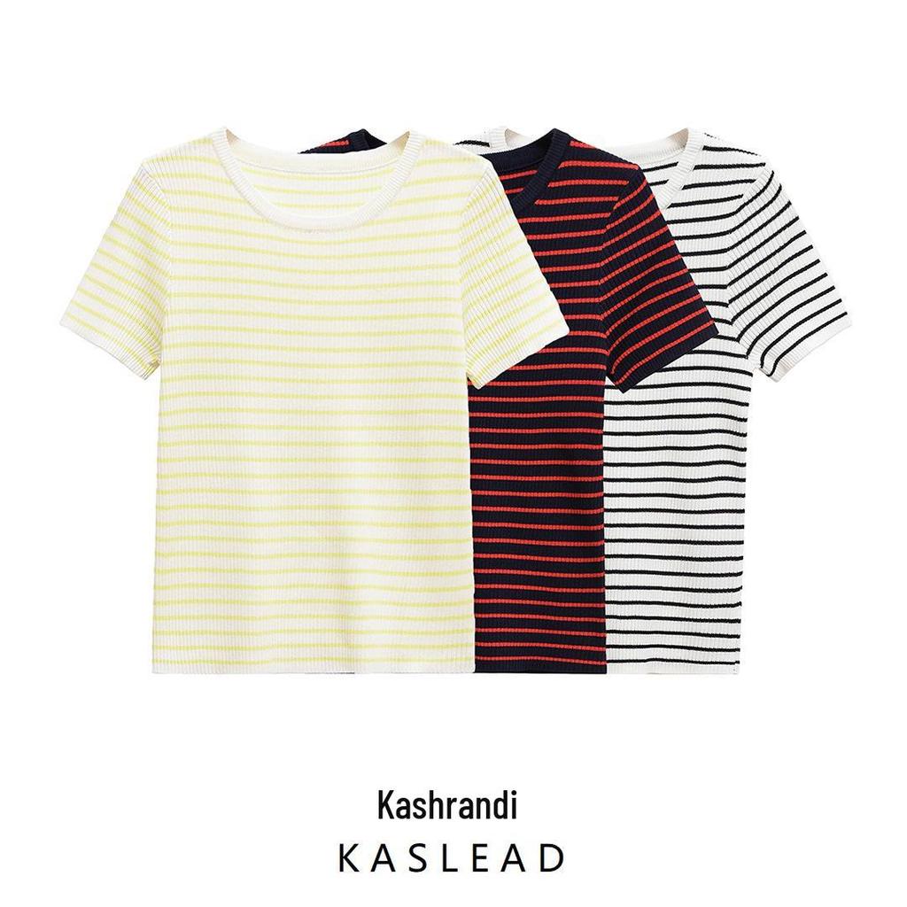 Spring 2025 Women's European American Striped Slim Fit Knit Top
