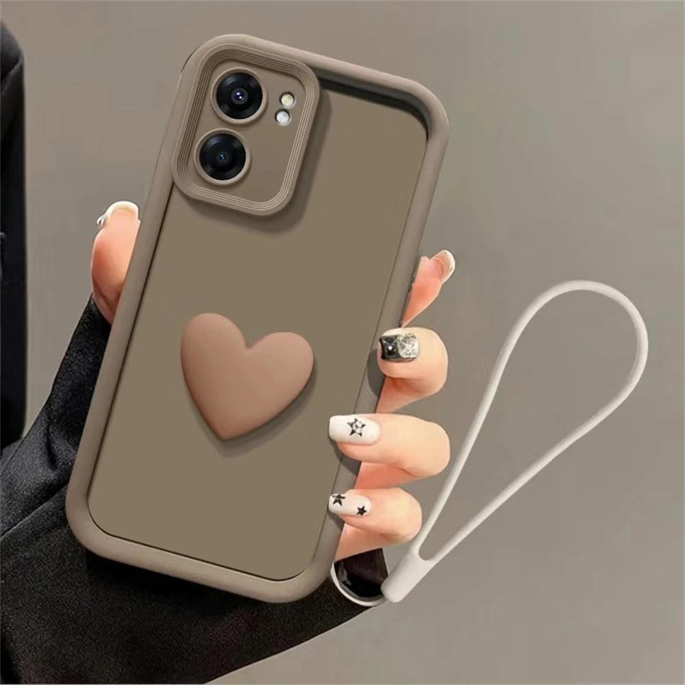 Для Motorola Edge 50 Fusion Moto G75 G55 G35 G85 G84 G22 G14 G04 G54 чехол для телефона Love Heart Hnad Chain Cover со шнурком