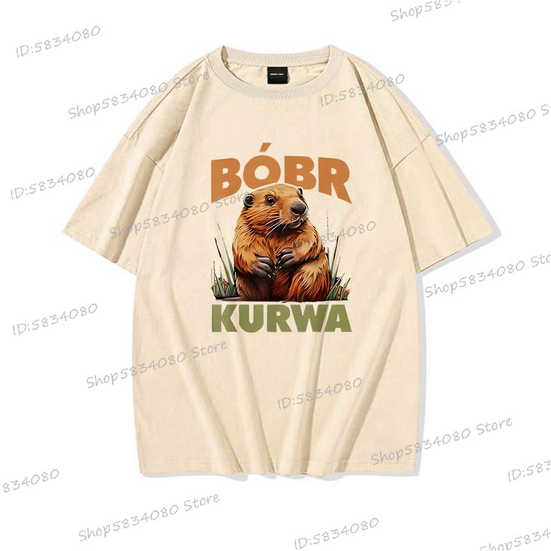 Cartoon Bobr Kurwa Tshirt High Quality 100 Cotton Short Sleeve Tee Tops Kurwa Bober Unisex Fashion Casual Tshirts Graphic Printed