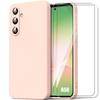 Protective Case - BOOLING - for Samsung Galaxy A56 5G - Matte Silicone - Pink - Shockproof - with 2 Tempered Glasses
