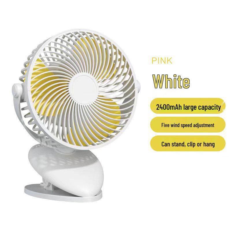 USB Rechargeable Silent Clip-On Fan: Washable & Strong Wind for Desktops and Dorms