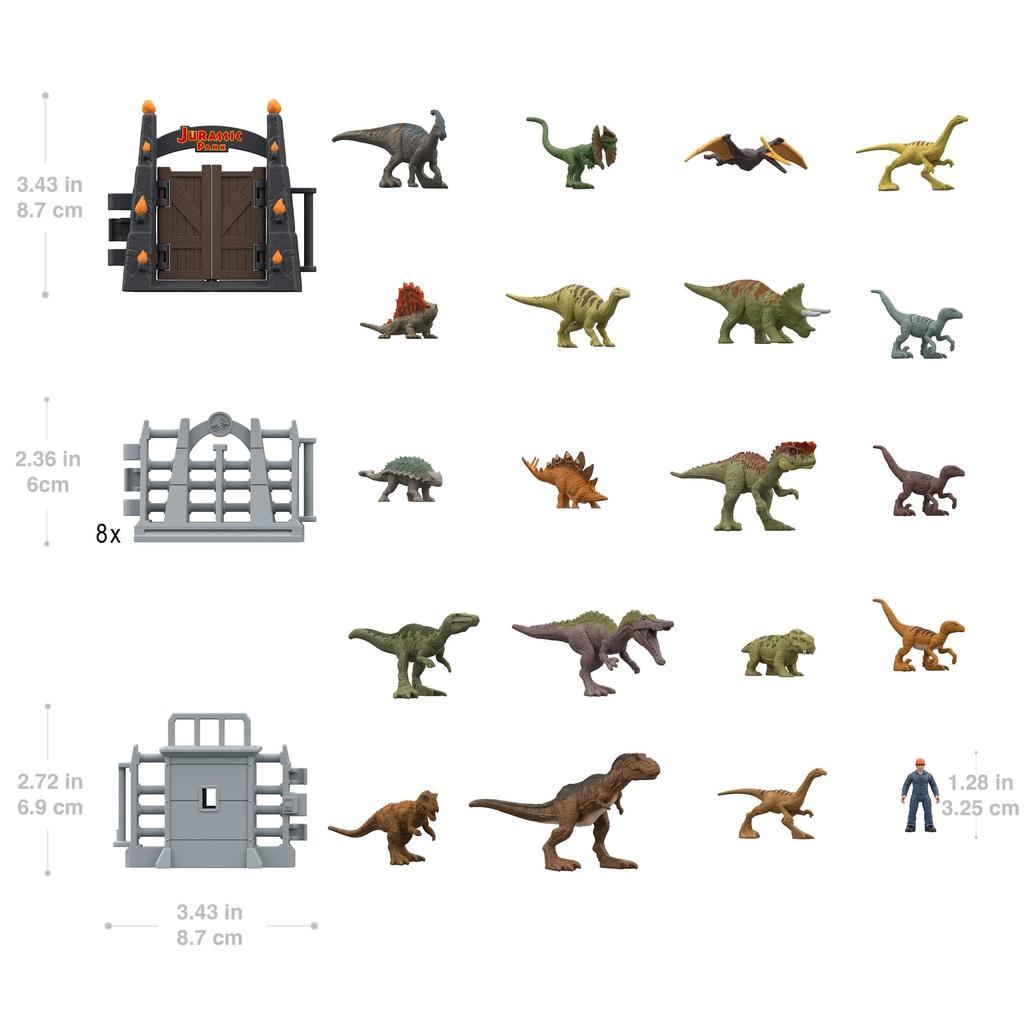 MATTEL JURASSIC WORLD New Ruler Адвент-календарь 2022 Минифигурки и детали Годы и HHW24 [Только онлайн] [30 Включено] [Игрушка Динозавр] [3 Up]