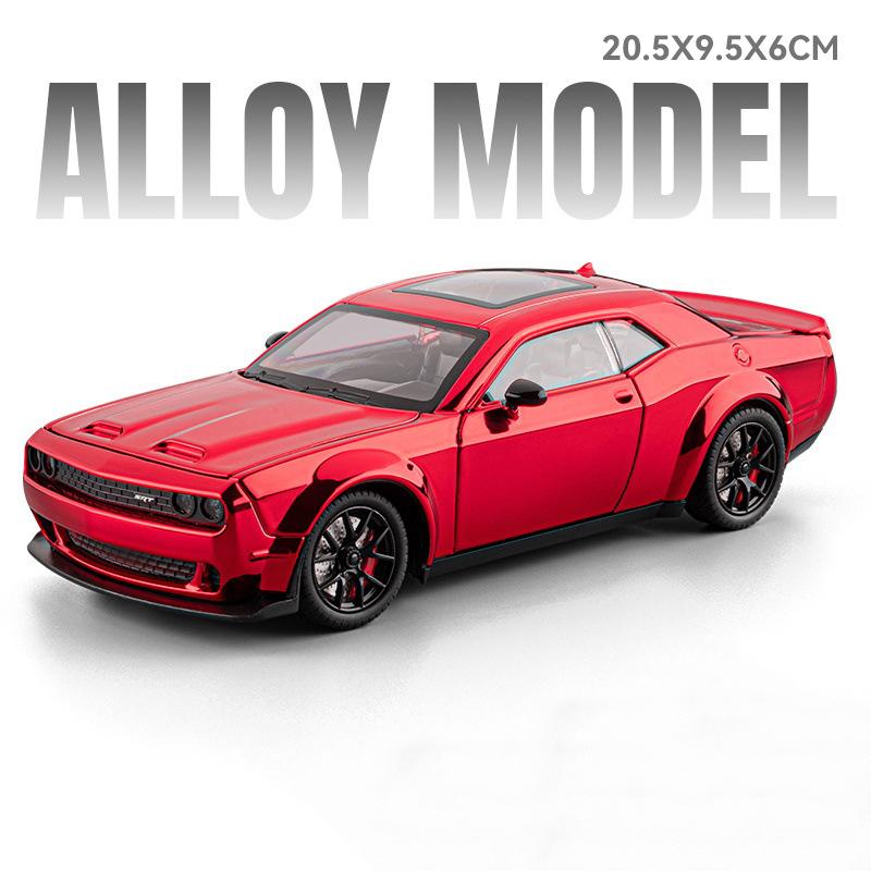 1:24 Challenger SRT Hellcat Модель полицейской машины Игрушка Металлическая литая Оттягивающаяся Звук Свет Миниатюрные модели транспортных средств Детские подарки для мальчиков