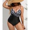 Плюс размер полосатый купальник боди женский сексуальный пуш-ап мягкий комплект бикини купальник облегающий камзол пляжная одежда для дам