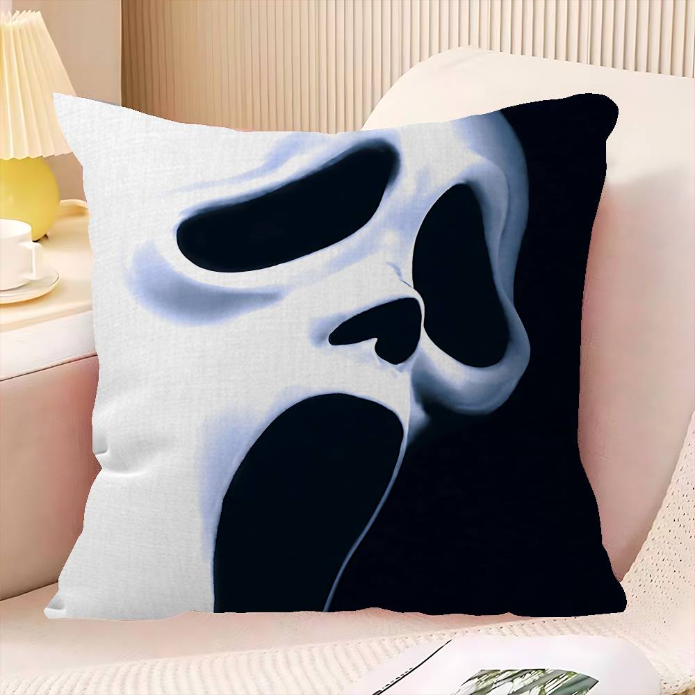 S-Scream Horror Movie Pillow Covers Cartoon Sofa Decorative Home Double-Sided Printing Short Plush Cute Cushion Cover