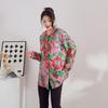 DIMANAF Весна 2025 Лето Льняная Рубашка С Длинным Рукавом С Капюшоном Женская Блузка Модные Цветочные Топы Свободные Новые