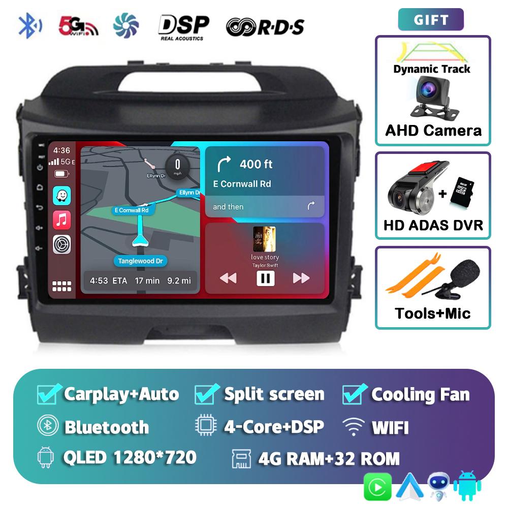 Беспроводной CarPlay Автомагнитола Android 14 Для KIA Sportage 3 2010-2015 2016 4G+WIFI Мультимедийный Видеоплеер GPS 2din Автомагнитола