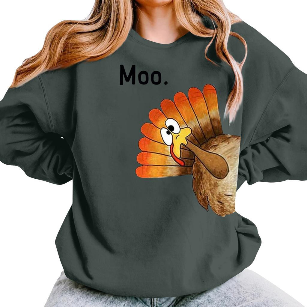 Женская повседневная мода День благодарения с принтом длинный рукав O-образный вырез пуловер толстовки