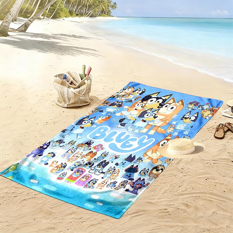 Bluey Cartoon Print Beach Towel, Large Soft Quick Dry Towel for Beach Camping Swimming