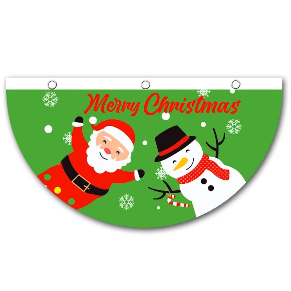 Snowman Christmas Bunting Fan Flag Polyester Christmas Railing Hanging Pendant  Christmas