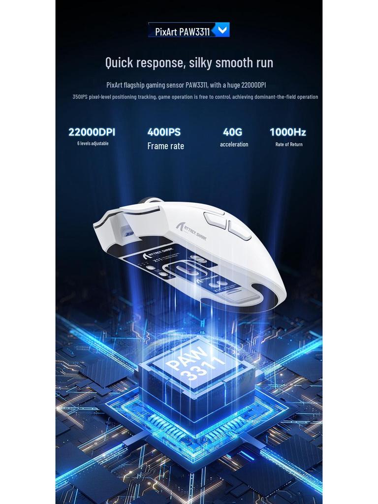 Игровая мышь Attack Shark X11 с тремя режимами работы, RGB-подсветкой, сенсором PAW3311 и беспроводной зарядкой Bluetooth